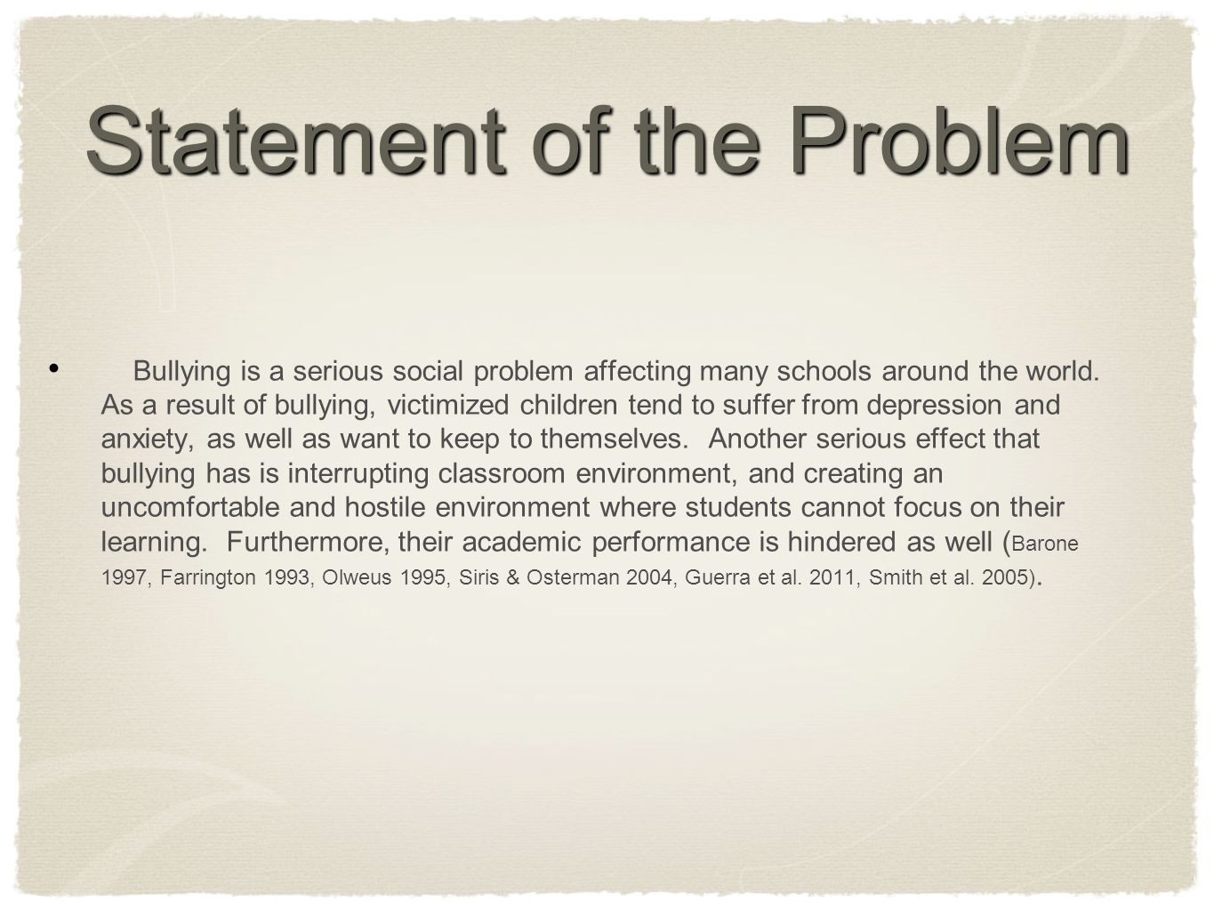 Statement of the problem of effects of social networking